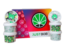 Kit fruit JustBob Cannabis Light - Sfondo Colorato con Barattoli